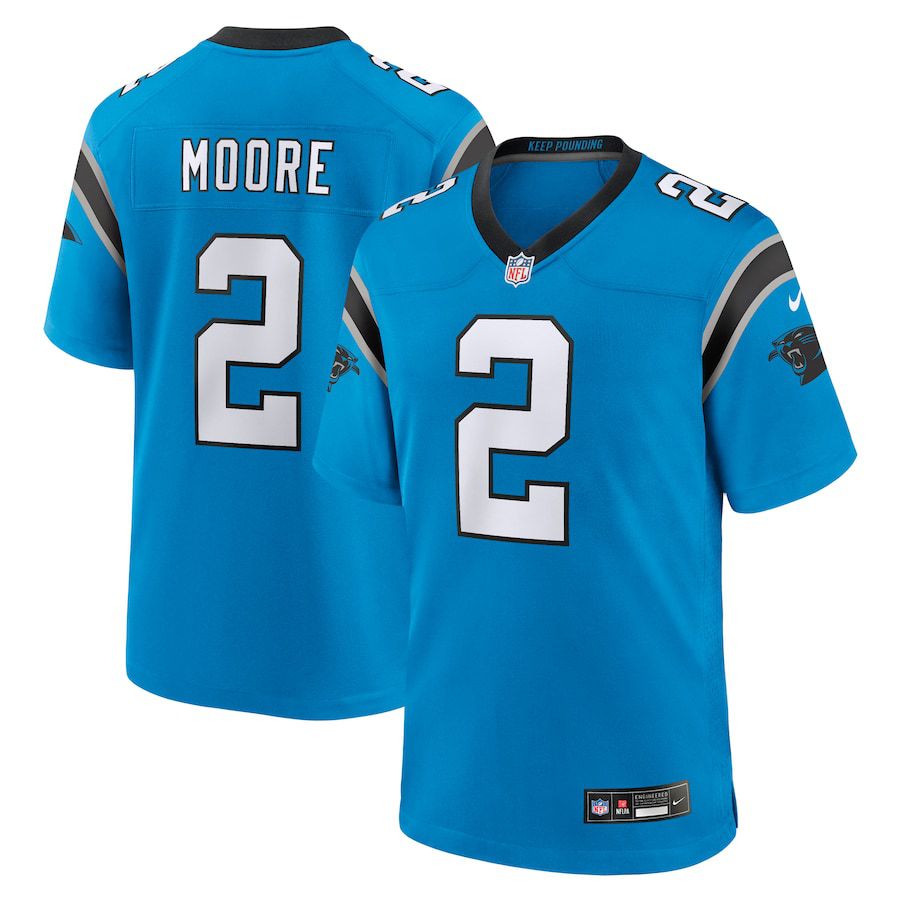 Men Carolina Panthers 2 D.J. Moore Nike Blue Alternate Game NFL Jersey
